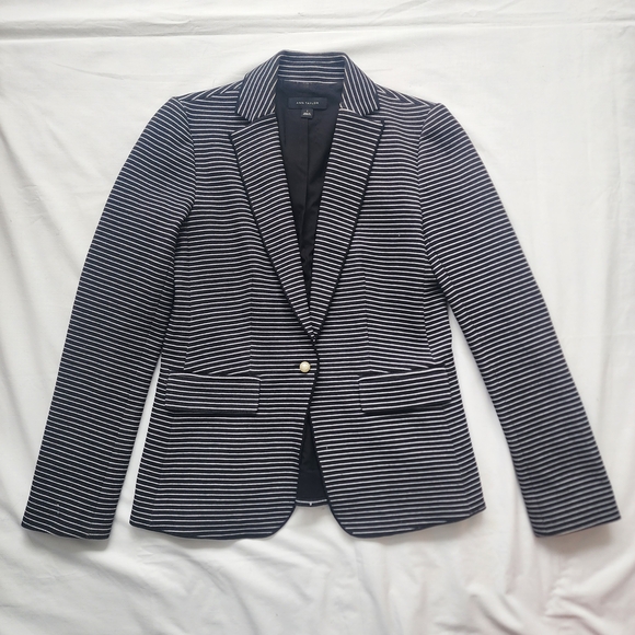 Women's Striped Blazer - Black and White - Picture 1 of 9